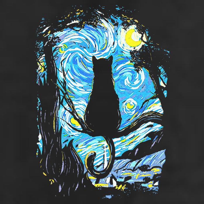 Starry Night Cat Van Gogh Cat 11oz C Handle Ceramic Mug