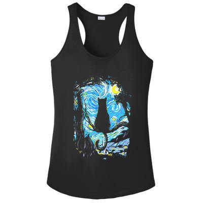 Starry Night Cat Van Gogh Cat Ladies PosiCharge Competitor Racerback Tank