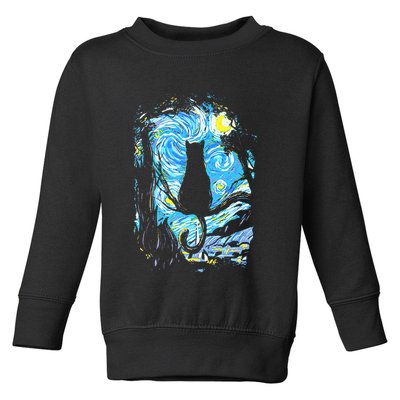 Starry Night Cat Van Gogh Cat Toddler Sweatshirt