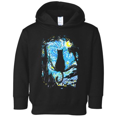 Starry Night Cat Van Gogh Cat Toddler Hoodie