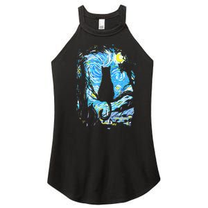 Starry Night Cat Van Gogh Cat Women's Perfect Tri Rocker Tank