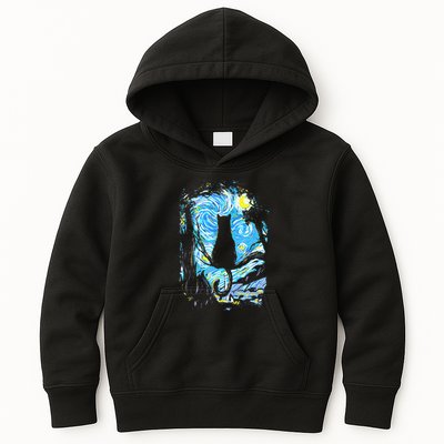 Starry Night Cat Van Gogh Cat Kids Hoodie