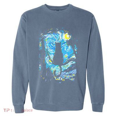 Starry Night Cat Van Gogh Cat Garment-Dyed Sweatshirt