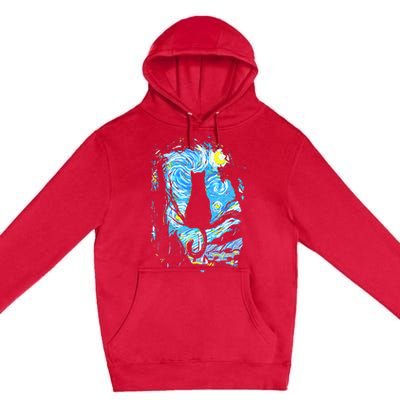 Starry Night Cat Van Gogh Cat Premium Pullover Hoodie