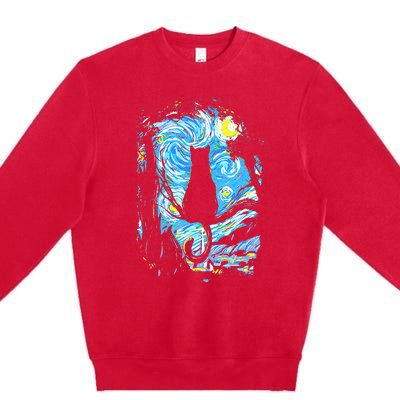 Starry Night Cat Van Gogh Cat Premium Crewneck Sweatshirt