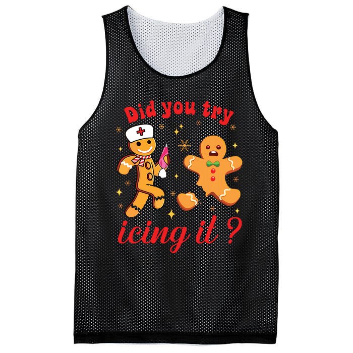 School Nurse Christmas Gingerbread Did You Try Icing It Mesh Reversible Basketball Jersey Tank