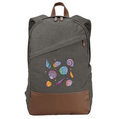 Seashells Nature Colorful Cotton Canvas Backpack