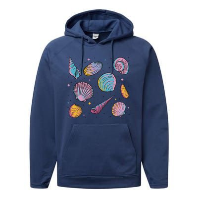 Seashells Nature Colorful Performance Fleece Hoodie