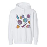 Seashells Nature Colorful Garment-Dyed Fleece Hoodie