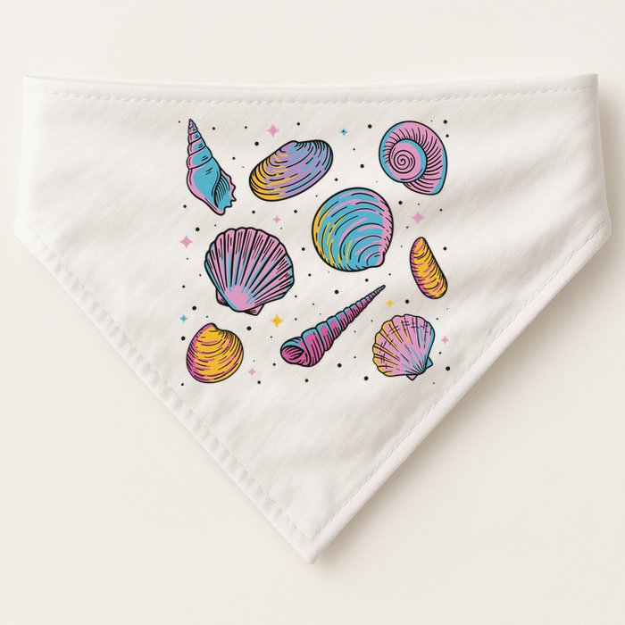 Seashells Nature Colorful USA-Made Doggie Bandana