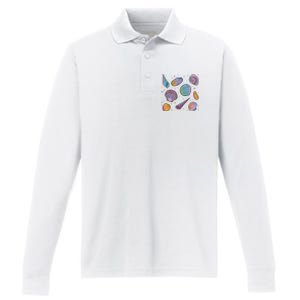 Seashells Nature Colorful Performance Long Sleeve Polo