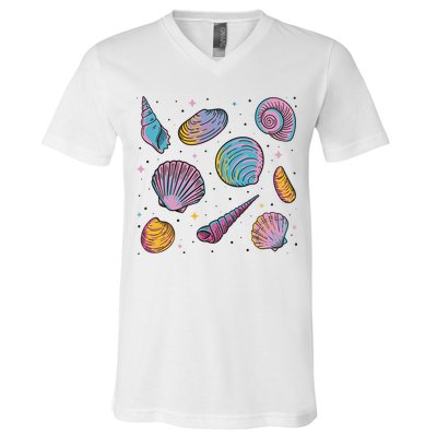 Seashells Nature Colorful V-Neck T-Shirt