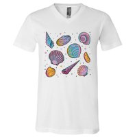 Seashells Nature Colorful V-Neck T-Shirt