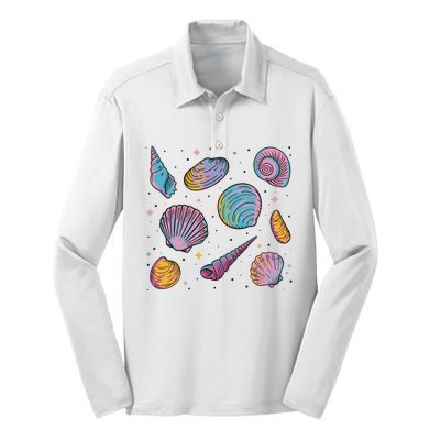 Seashells Nature Colorful Silk Touch Performance Long Sleeve Polo