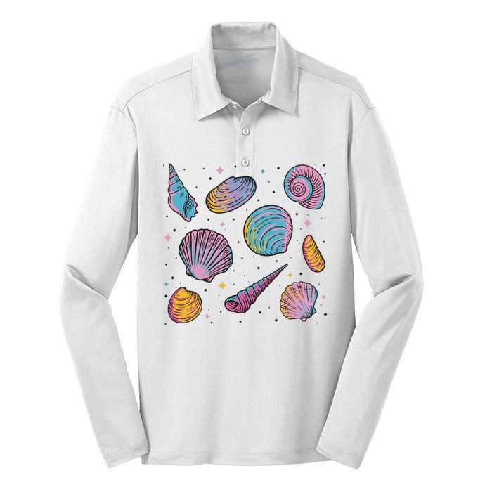 Seashells Nature Colorful Silk Touch Performance Long Sleeve Polo