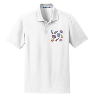 Seashells Nature Colorful Dry Zone Grid Polo