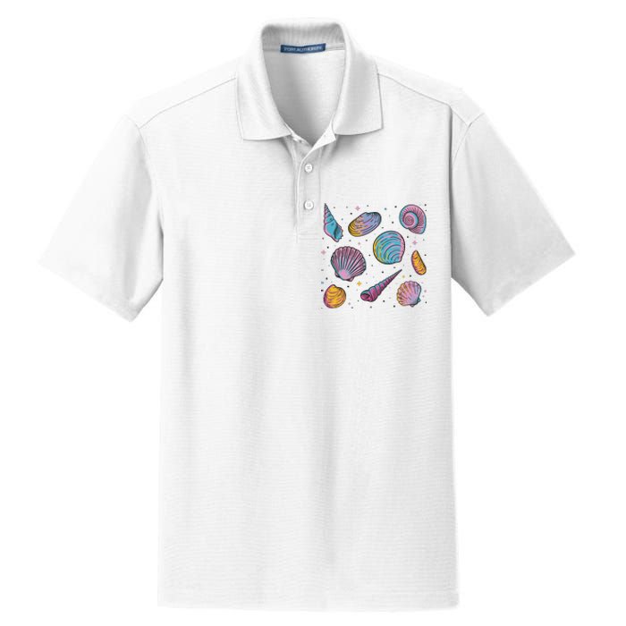 Seashells Nature Colorful Dry Zone Grid Polo