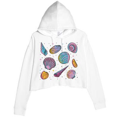 Seashells Nature Colorful Crop Fleece Hoodie
