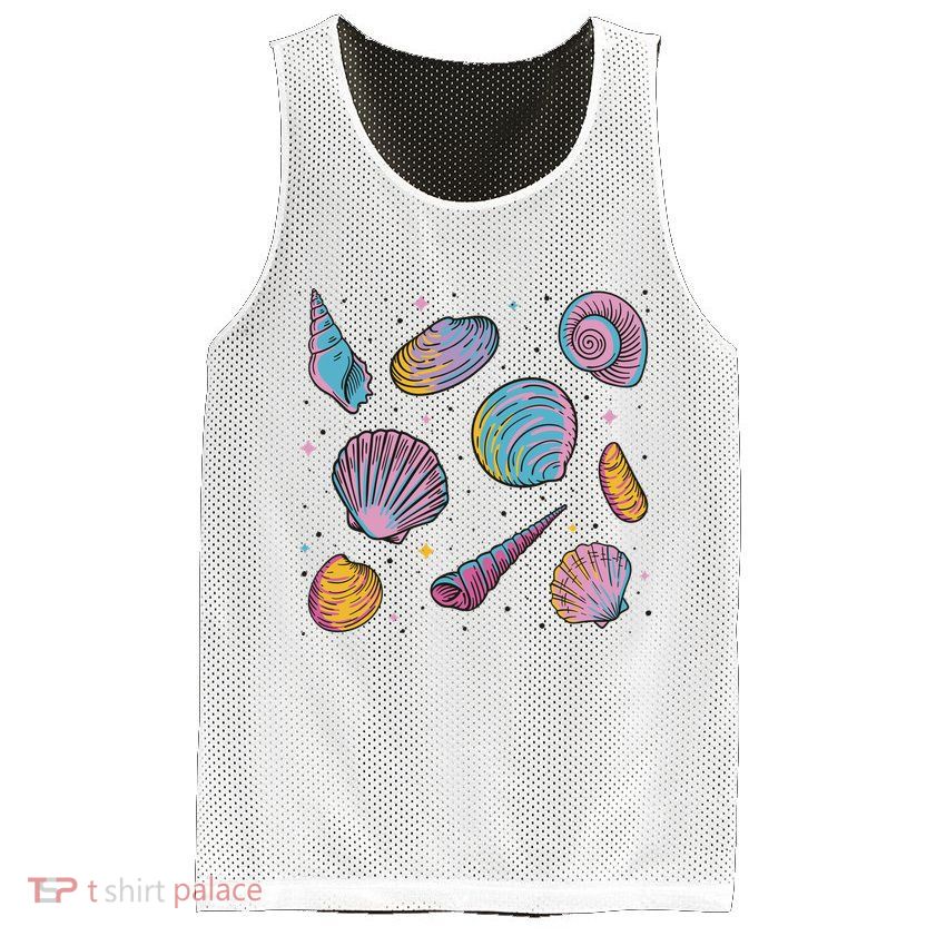 Seashells Nature Colorful Mesh Reversible Basketball Jersey Tank