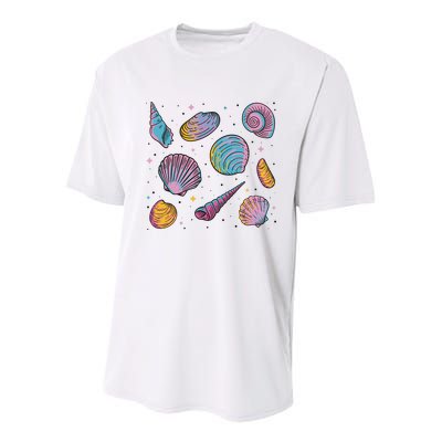 Seashells Nature Colorful Youth Performance Sprint T-Shirt