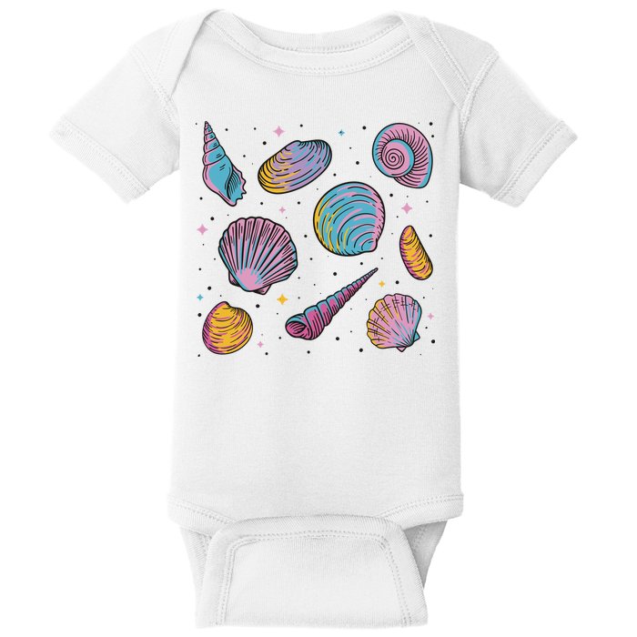 Seashells Nature Colorful Baby Bodysuit