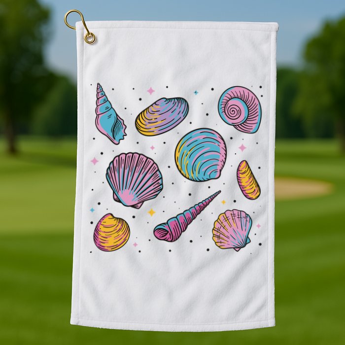 Seashells Nature Colorful Golf Towel