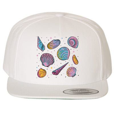 Seashells Nature Colorful Wool Snapback Cap