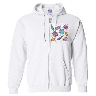 Seashells Nature Colorful Full Zip Hoodie