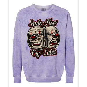 Smile Now Cry Later Drama Masks Colorblast Crewneck Sweatshirt