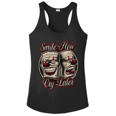 Smile Now Cry Later Drama Masks Ladies PosiCharge Competitor Racerback Tank