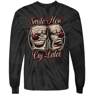 Smile Now Cry Later Drama Masks Tie-Dye Long Sleeve Shirt