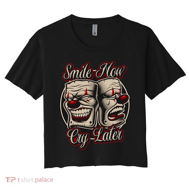 Smile Now Cry Later Drama Masks Crop Top