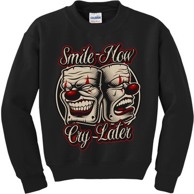 Smile Now Cry Later Drama Masks Kids Sweatshirt