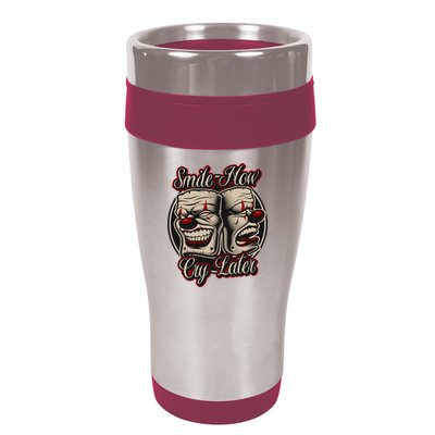 Smile Now Cry Later Drama Masks 16oz Travel Tumbler