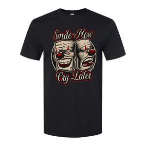 Smile Now Cry Later Drama Masks Softstyle CVC T-Shirt