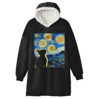 Starry Night Cat Van Gogh Sky Painting Art Funny Cat Lover Hooded Wearable Blanket