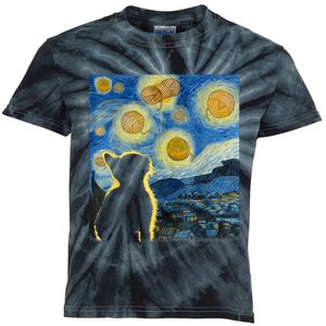 Starry Night Cat Van Gogh Sky Painting Art Funny Cat Lover Kids Tie-Dye T-Shirt