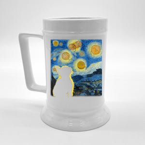 Starry Night Cat Van Gogh Sky Painting Art Funny Cat Lover Beer Stein