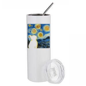 Starry Night Cat Van Gogh Sky Painting Art Funny Cat Lover Stainless Steel Tumbler