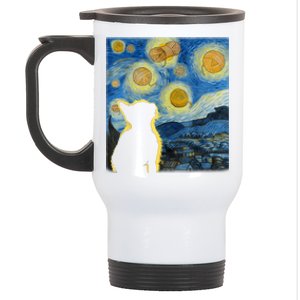 Starry Night Cat Van Gogh Sky Painting Art Funny Cat Lover Stainless Steel Travel Mug