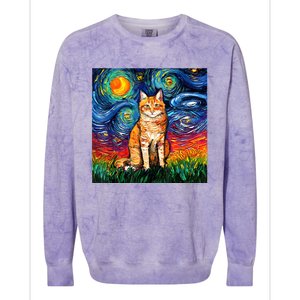 Starry Night Cat Van Gogh Cat Cat Lover Cat Mom Cat Dad Colorblast Crewneck Sweatshirt