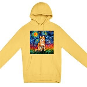 Starry Night Cat Van Gogh Cat Cat Lover Cat Mom Cat Dad Premium Pullover Hoodie