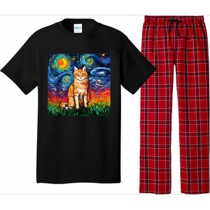 Starry Night Cat Van Gogh Cat Cat Lover Cat Mom Cat Dad Pajama Set