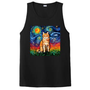 Starry Night Cat Van Gogh Cat Cat Lover Cat Mom Cat Dad PosiCharge Competitor Tank