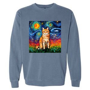 Starry Night Cat Van Gogh Cat Cat Lover Cat Mom Cat Dad Garment-Dyed Sweatshirt