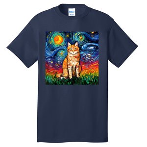 Starry Night Cat Van Gogh Cat Cat Lover Cat Mom Cat Dad Tall T-Shirt