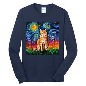 Starry Night Cat Van Gogh Cat Cat Lover Cat Mom Cat Dad Tall Long Sleeve T-Shirt