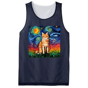 Starry Night Cat Van Gogh Cat Cat Lover Cat Mom Cat Dad Mesh Reversible Basketball Jersey Tank