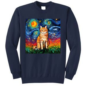 Starry Night Cat Van Gogh Cat Cat Lover Cat Mom Cat Dad Tall Sweatshirt