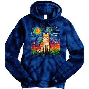 Starry Night Cat Van Gogh Cat Cat Lover Cat Mom Cat Dad Tie Dye Hoodie